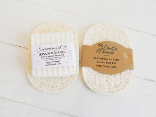 Tapis porte-savon en luffa - rectangulaire